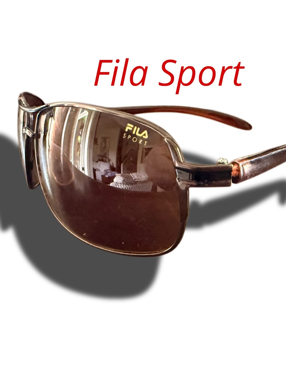 Fila Sport Aviator Temple Sunglasses with Amber Mirrored Lenses